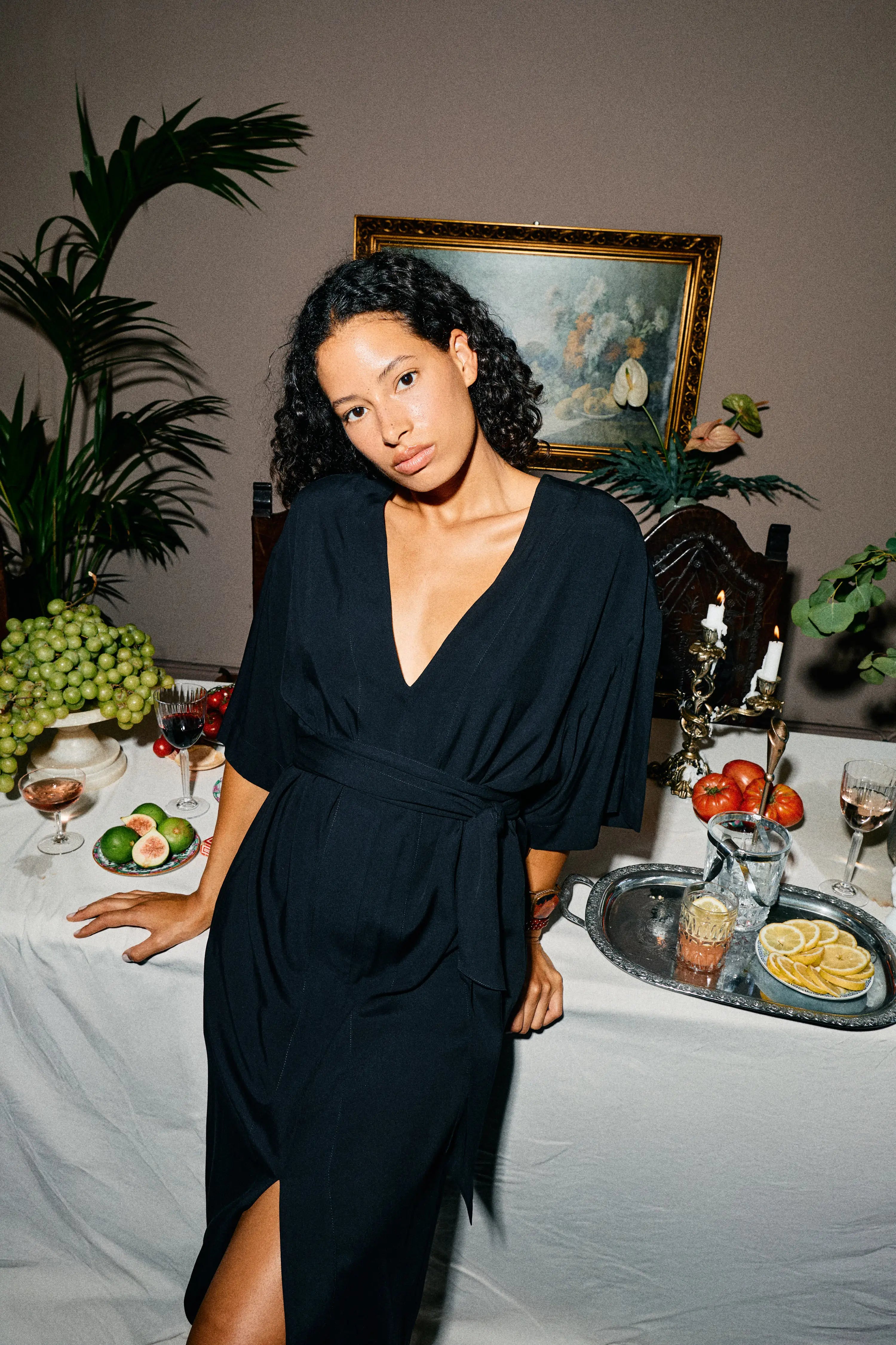 The Lana Kaftan Dress in Black