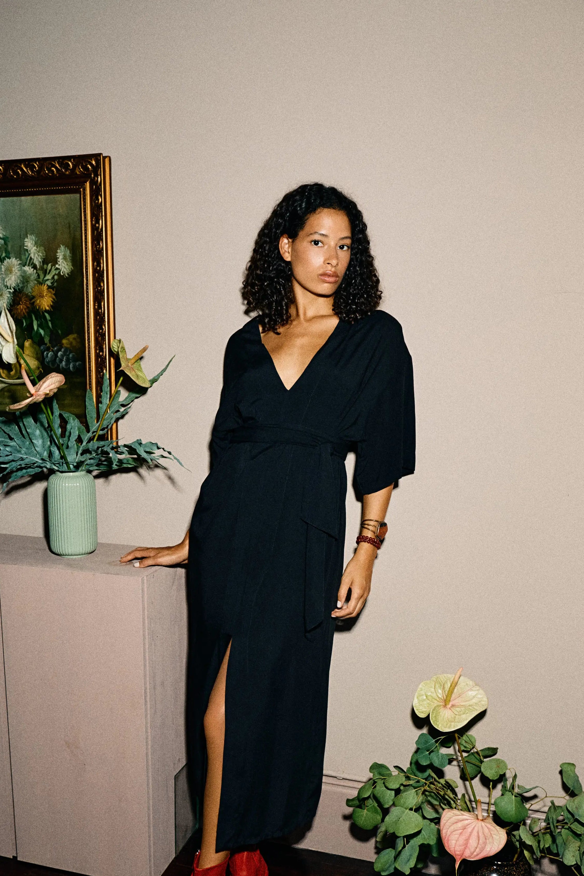 The Lana Kaftan Dress in Black