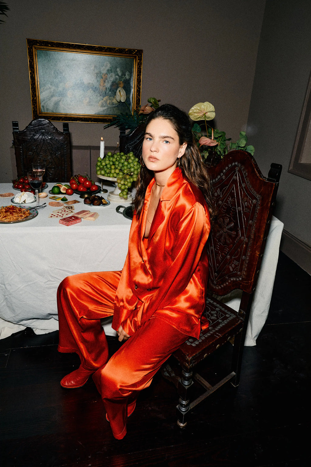 The Marais Blazer in Tomato Silk