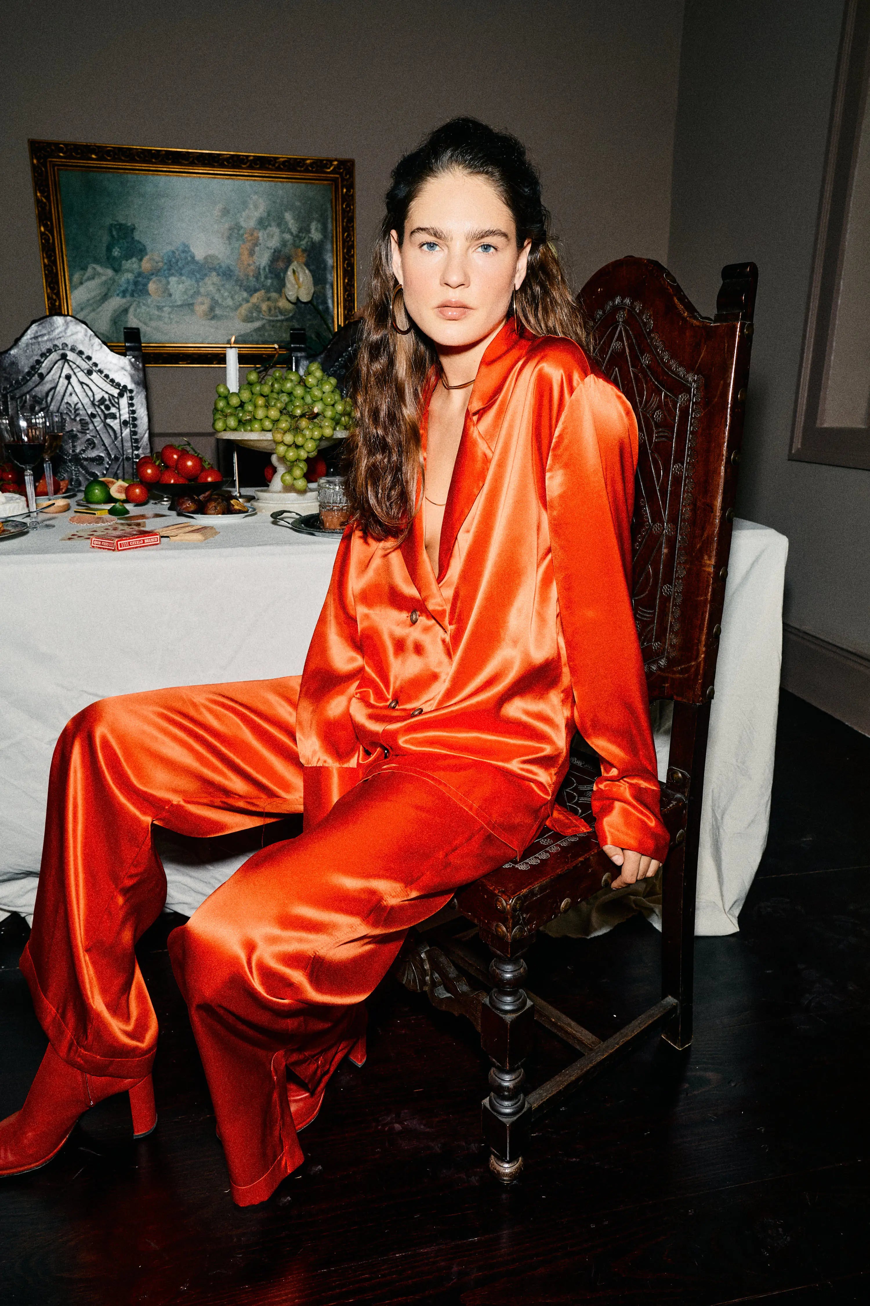 The Marais Blazer in Tomato Silk